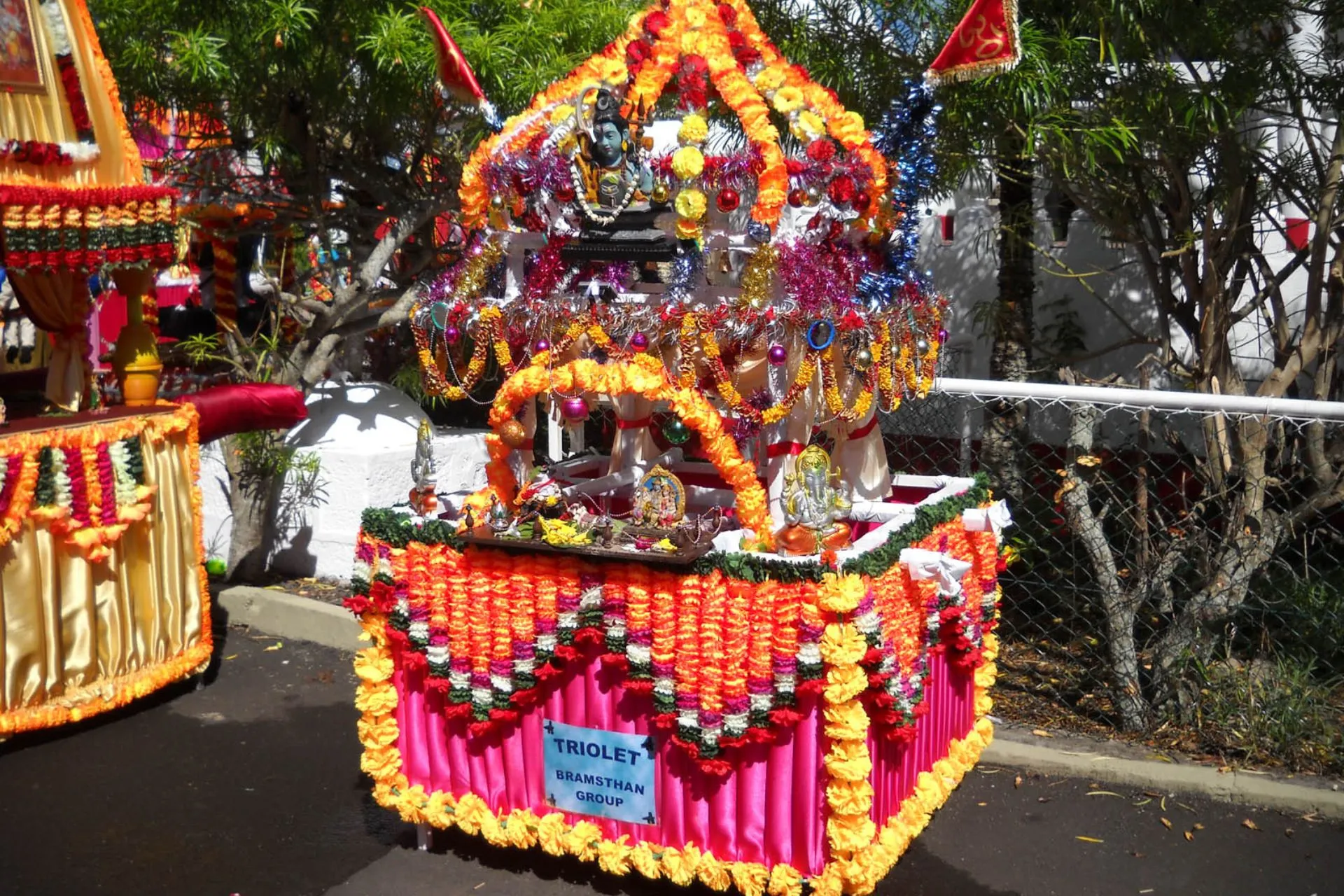 Maheswarnath Mandir colorful stand, Pamplemousses District, Mauritius