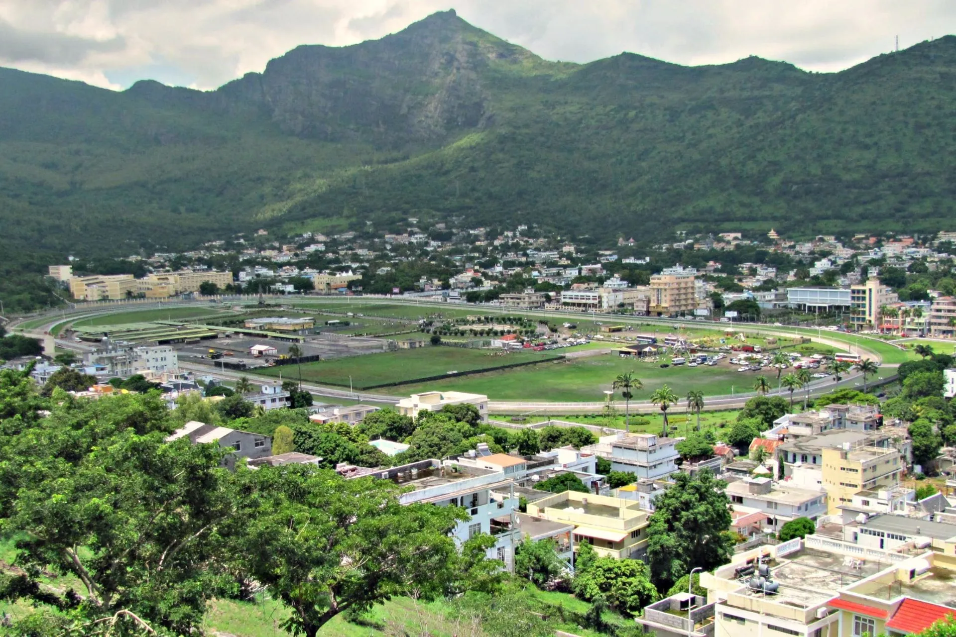 Champ de Mars with Le Pouce mountain background, Port Louis, Mauritius