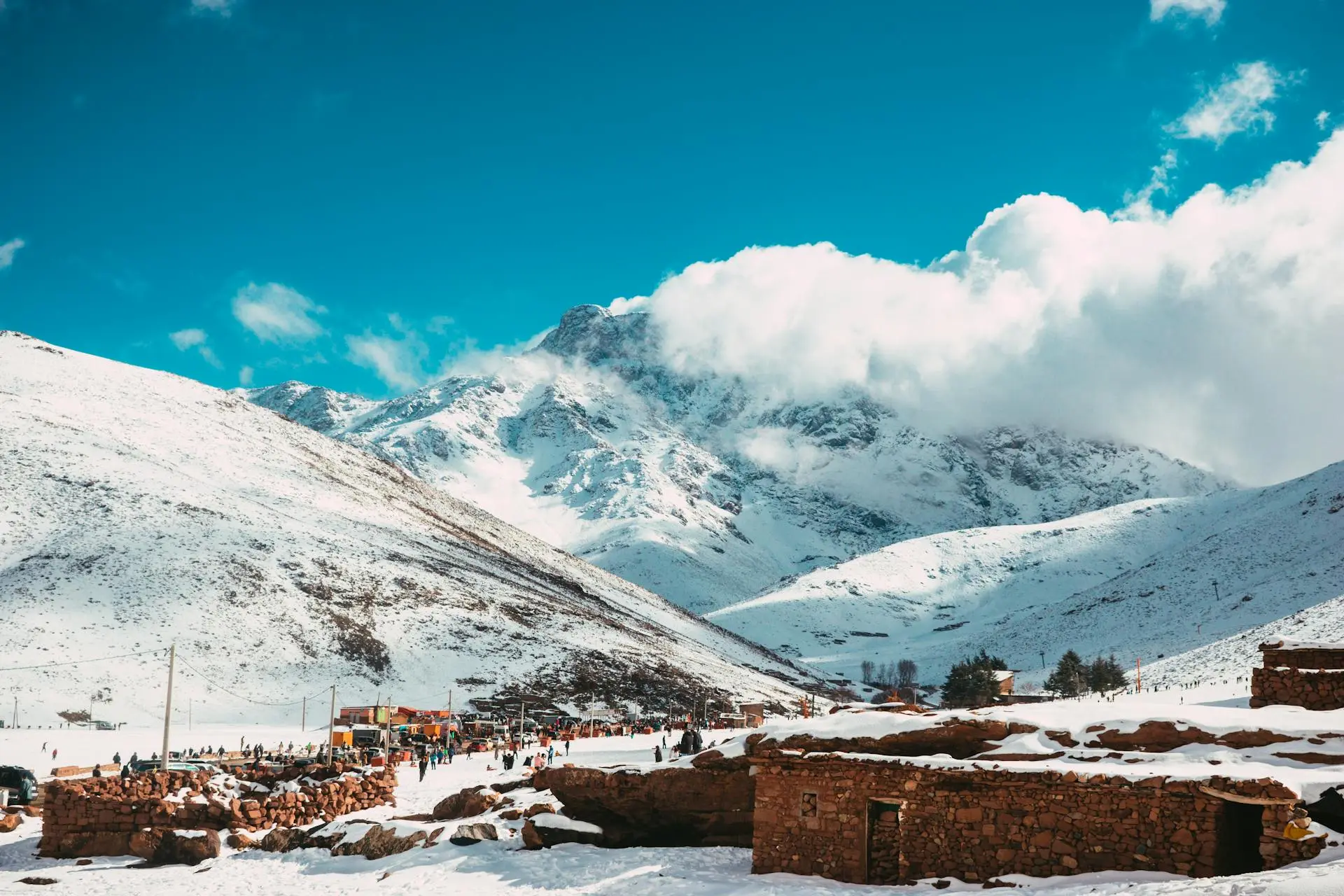 Oukaimeden snowy High Atlas Mountains, Morocco