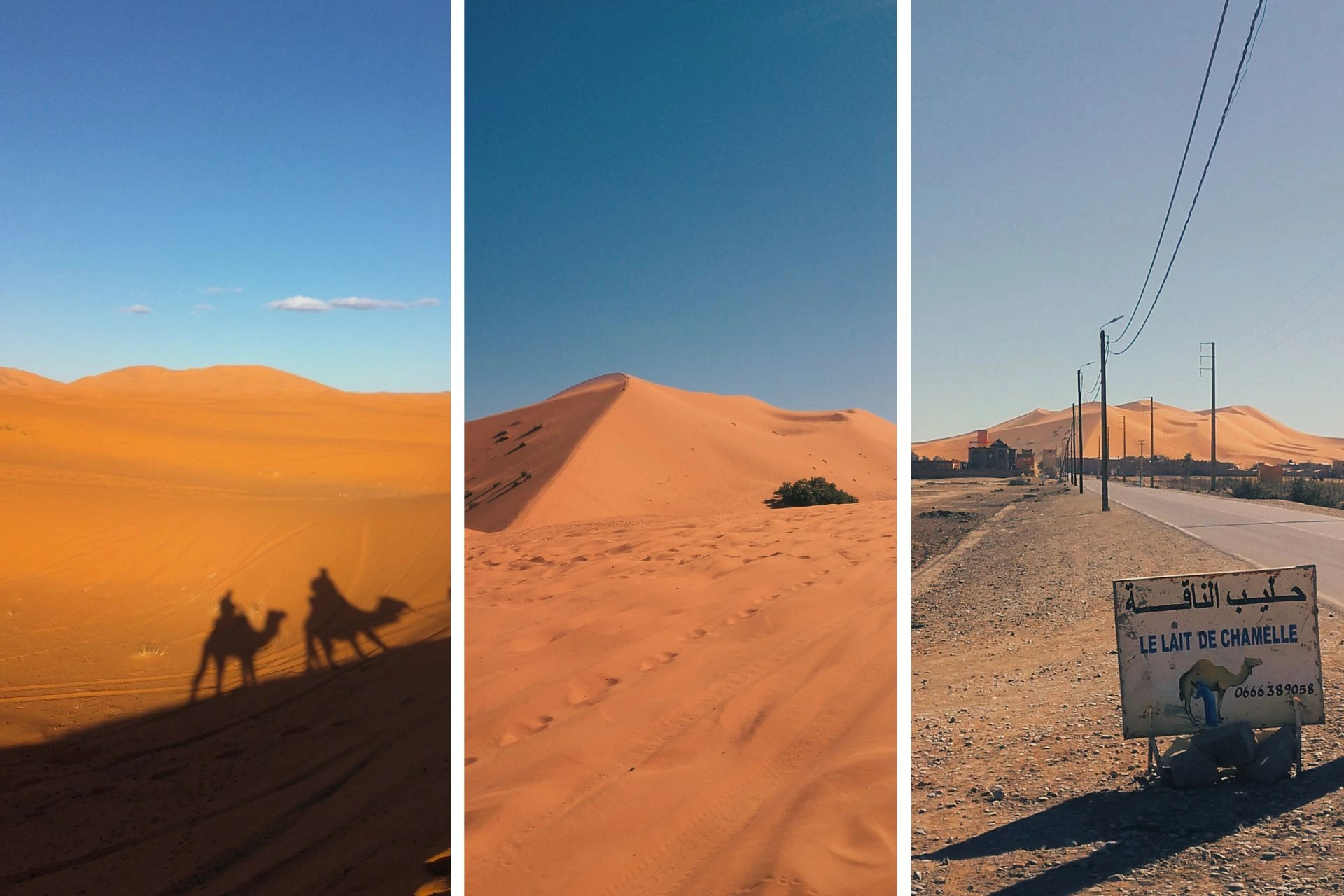 Different views on Erg Chebbi and Merzouga sand dunes, Morocco