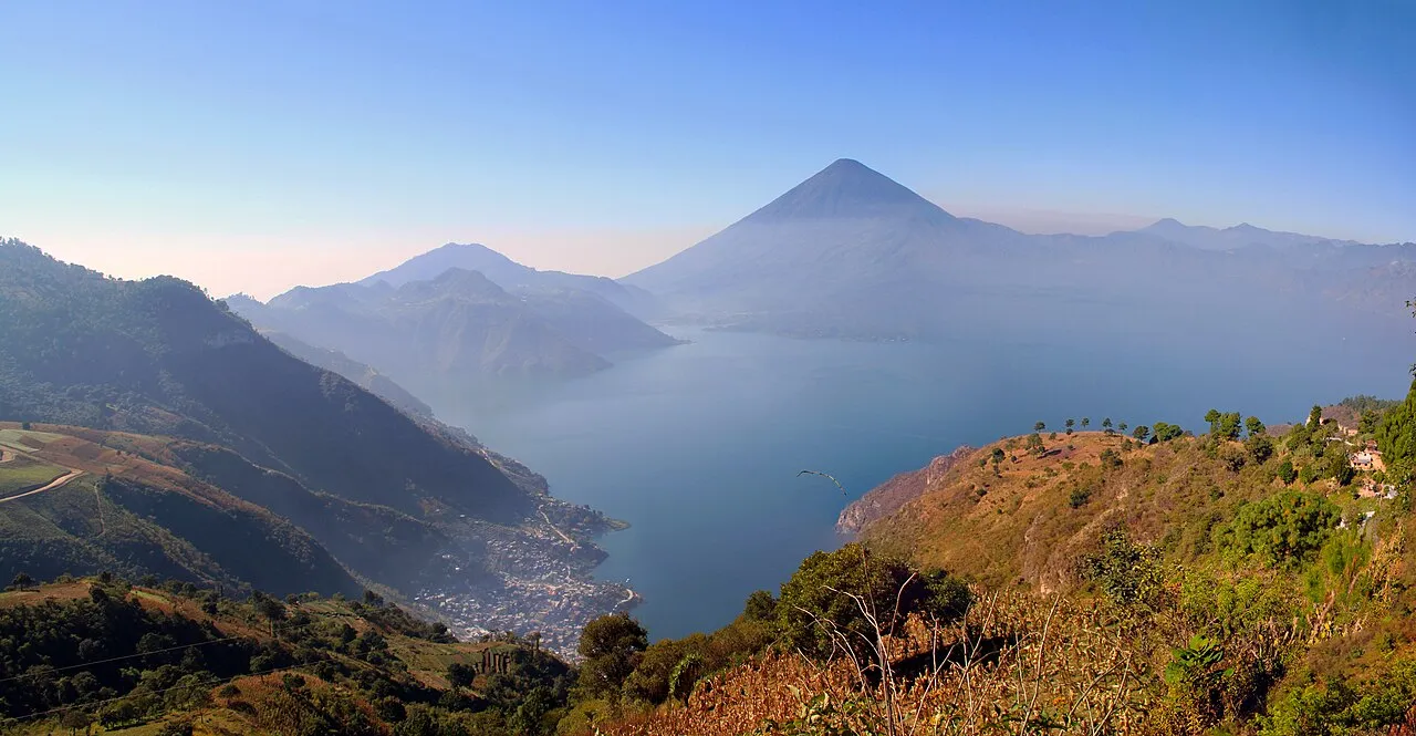 Volcano Atitlán view from the Mirador Mario Montenegro, Guatemala