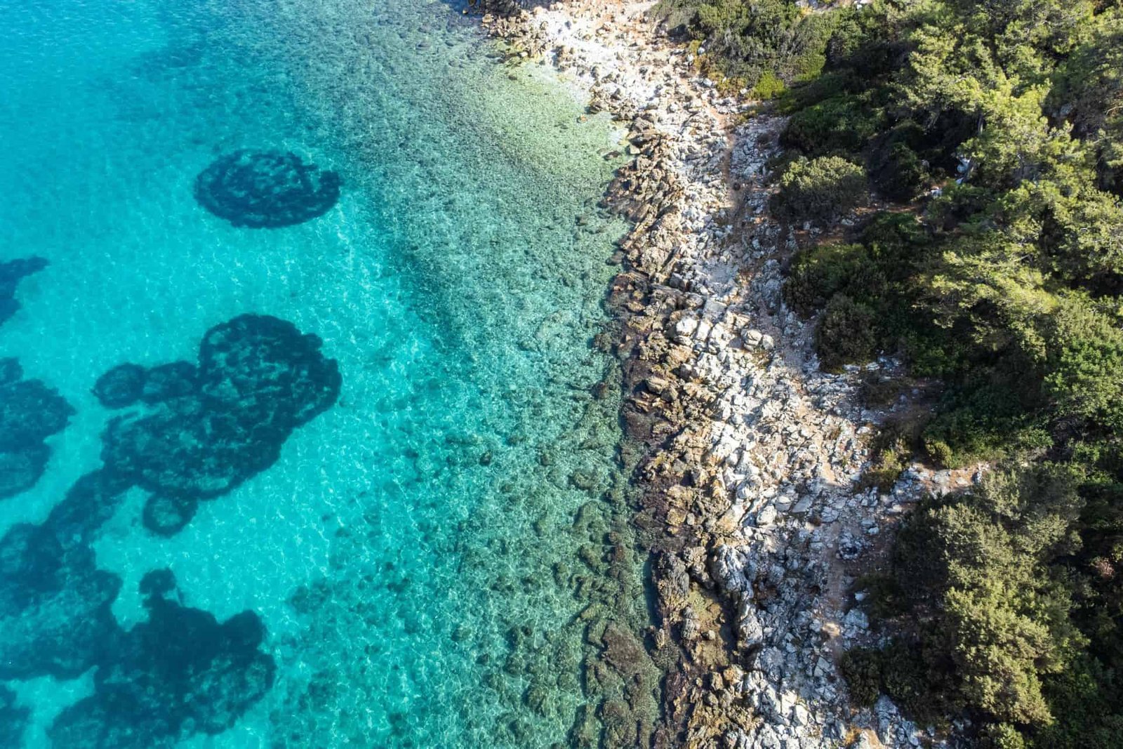Aerial View of a Wild Beach in Akvaryum Koyu in Bodrum, Türkiye