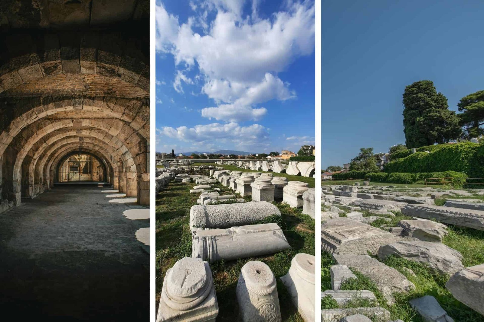 Different views on the ruins of the Agora of Smyrna in Izmir, Türkiye