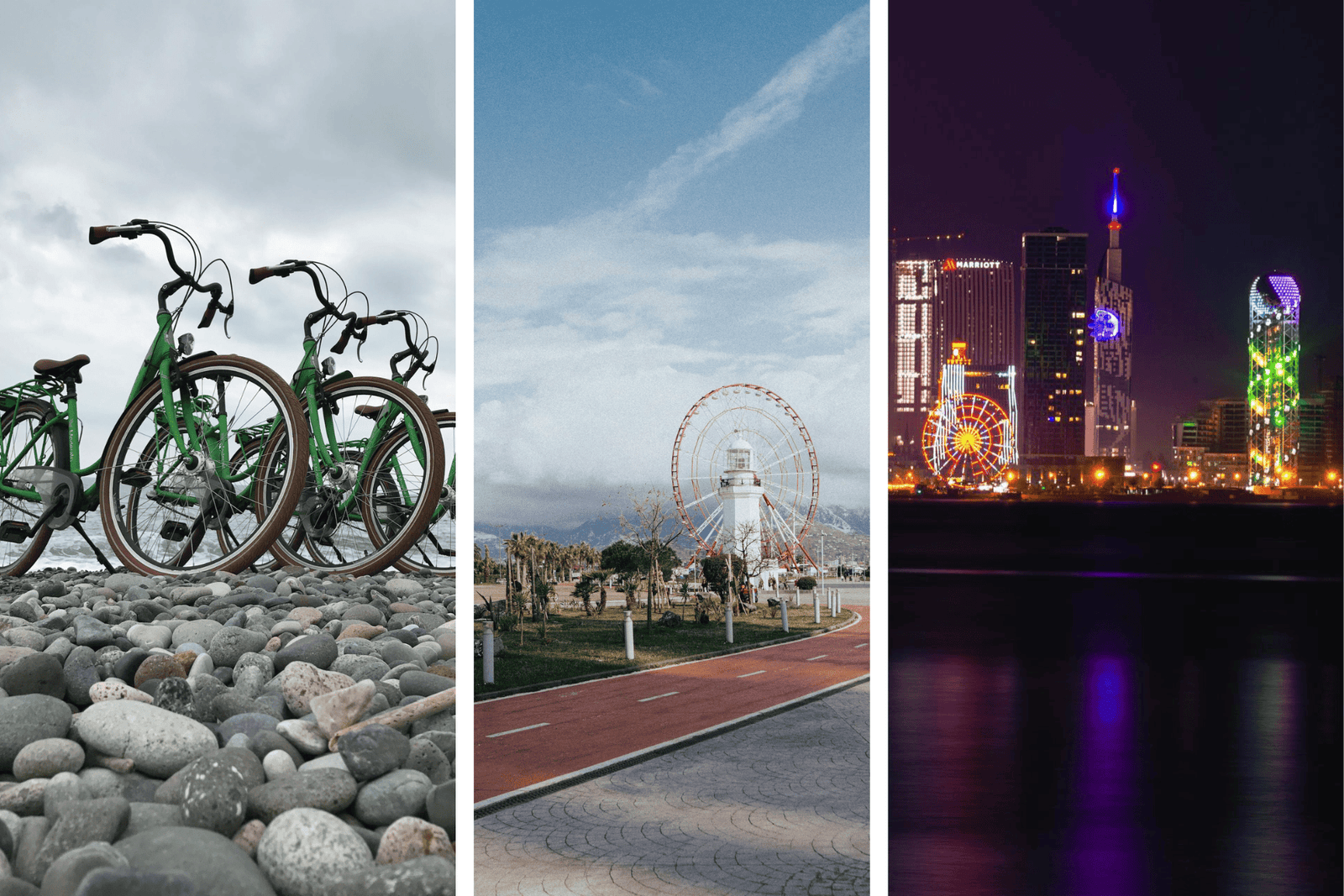 Different Views of the Seaside Promenade of Batumi, Georgia