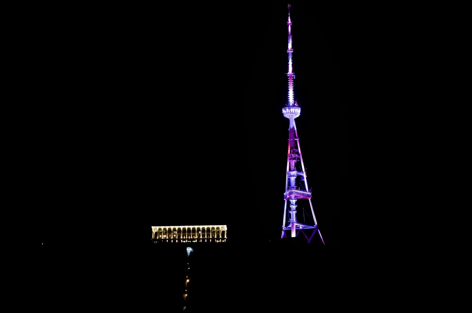 View of the Narikala Mtatsminda Park at Night in Tbilisi, Georgia
