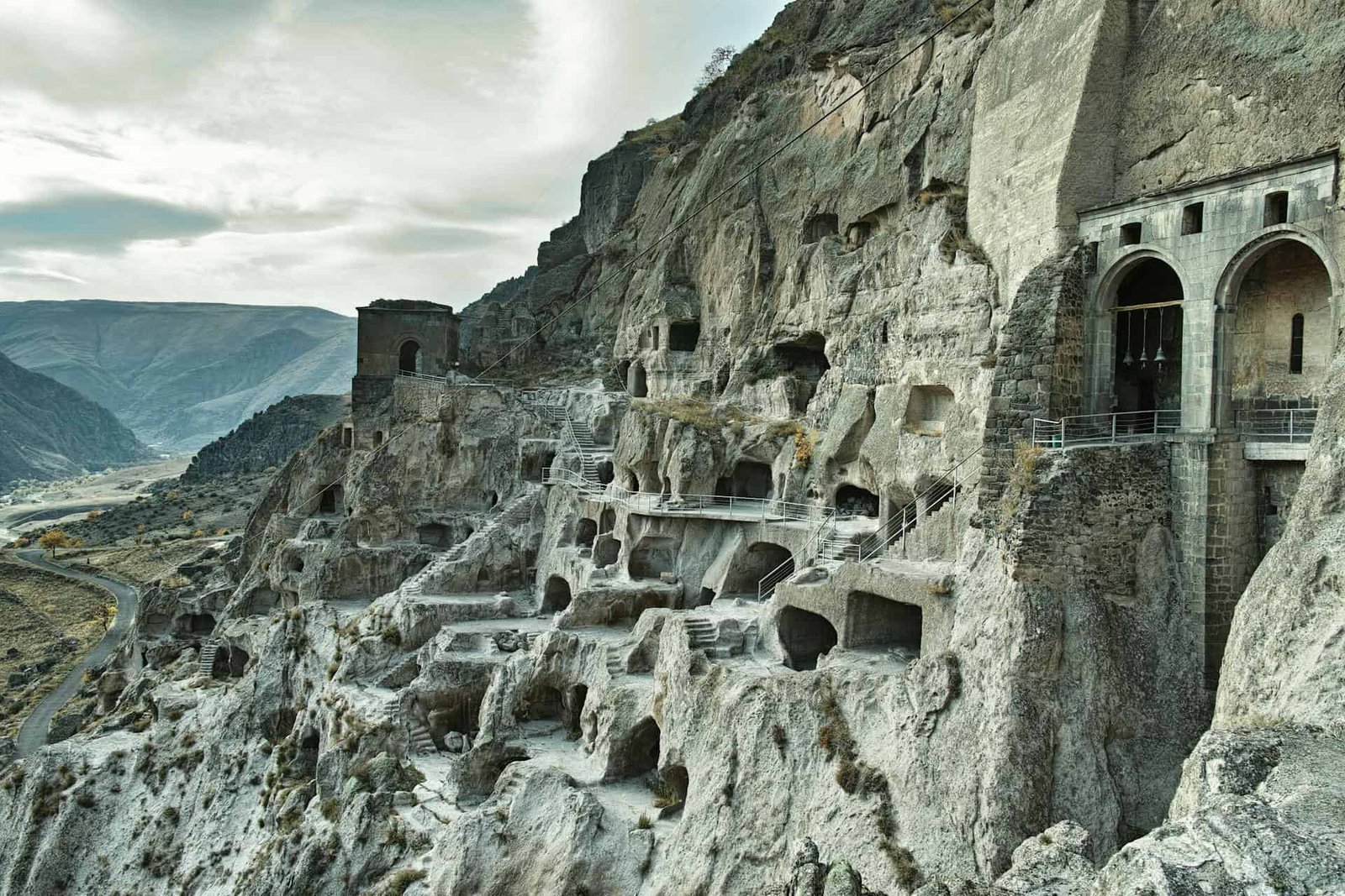 A View of the Vardzia Cave Monastery and the River, Georgia