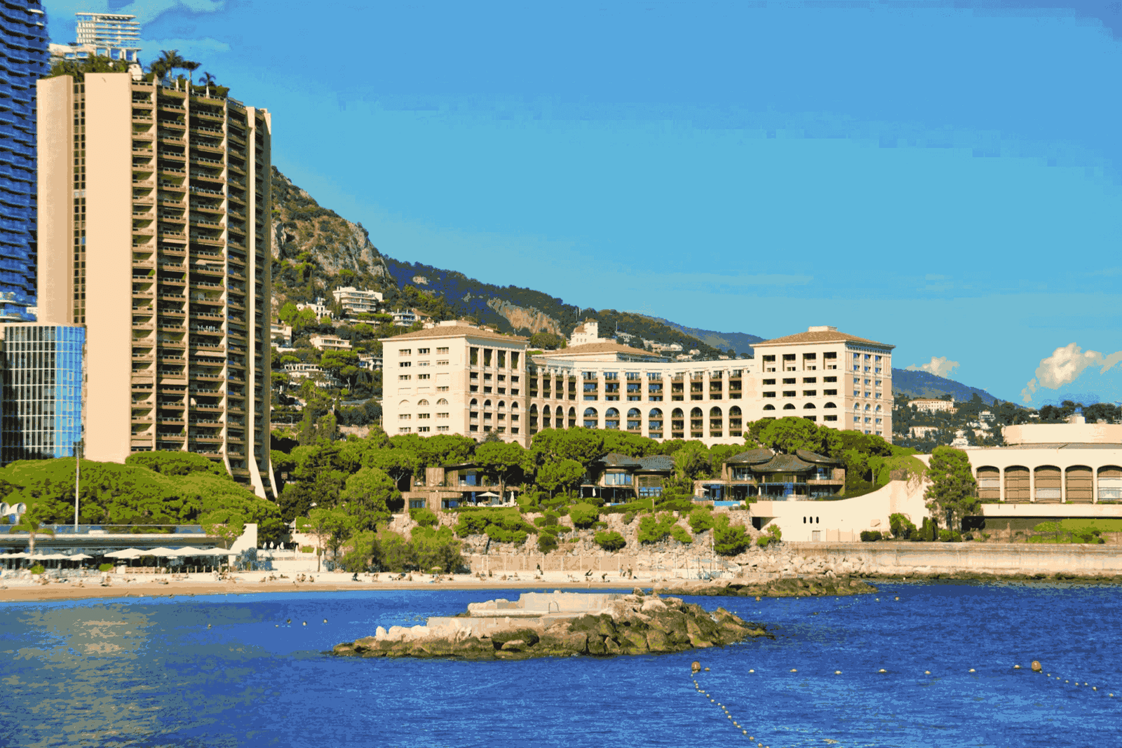 View of Larvotto Beach and Promenade, Monaco