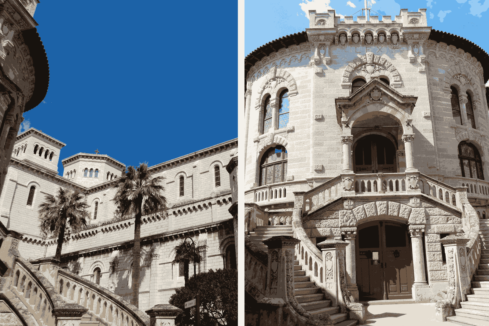 Courthouse & a view on the Cathedral of Our Lady Immaculate of Monaco, Monaco-Ville, Monaco