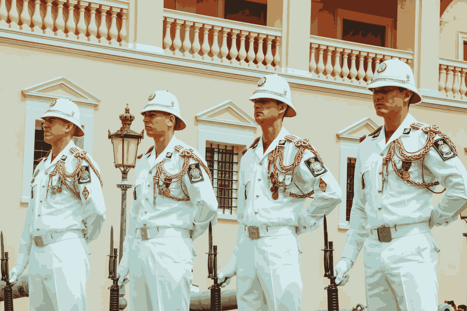 Exterior Guards at Prince's Palace in Monaco-Ville, Monaco