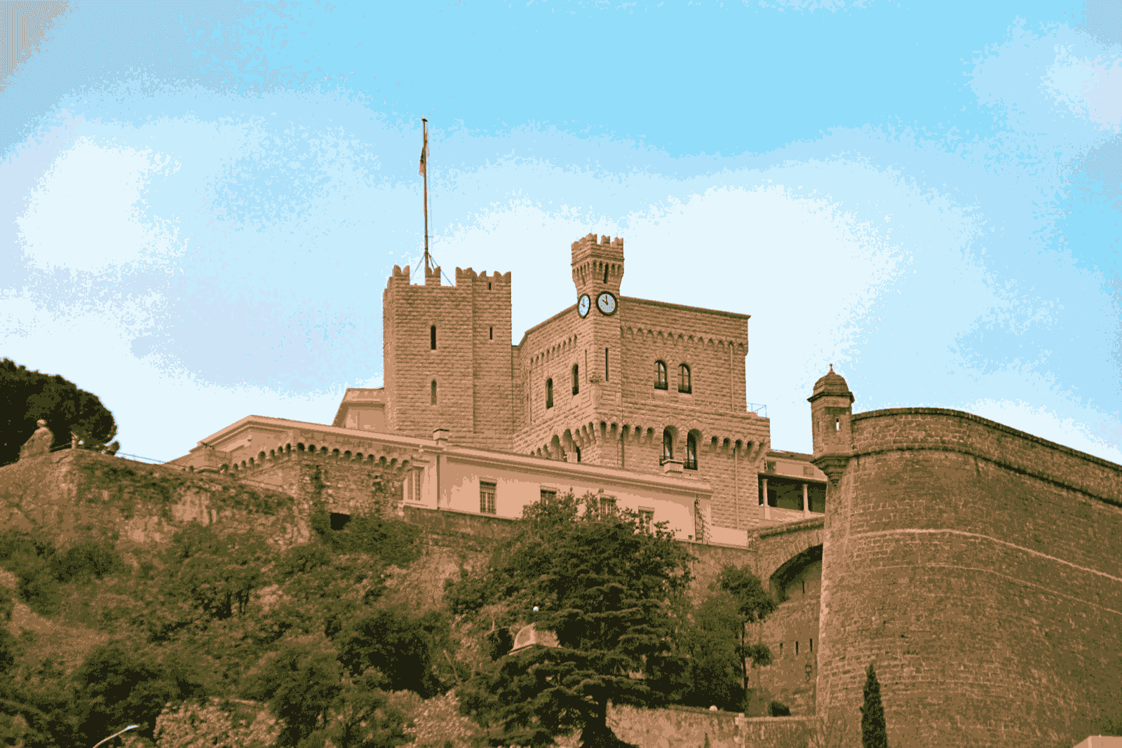 View of the Prince's Palace in Monaco-Ville from the Port Hercules, Monaco