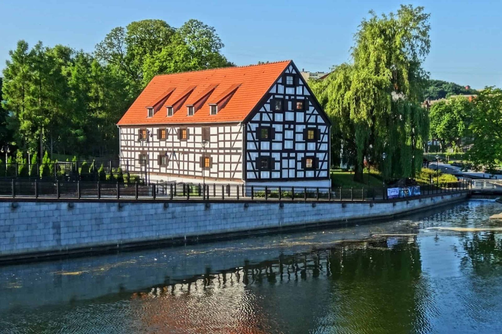 Waterfront with the Archaeological Museum on the Mill Island in Bydgoszcz, Poland