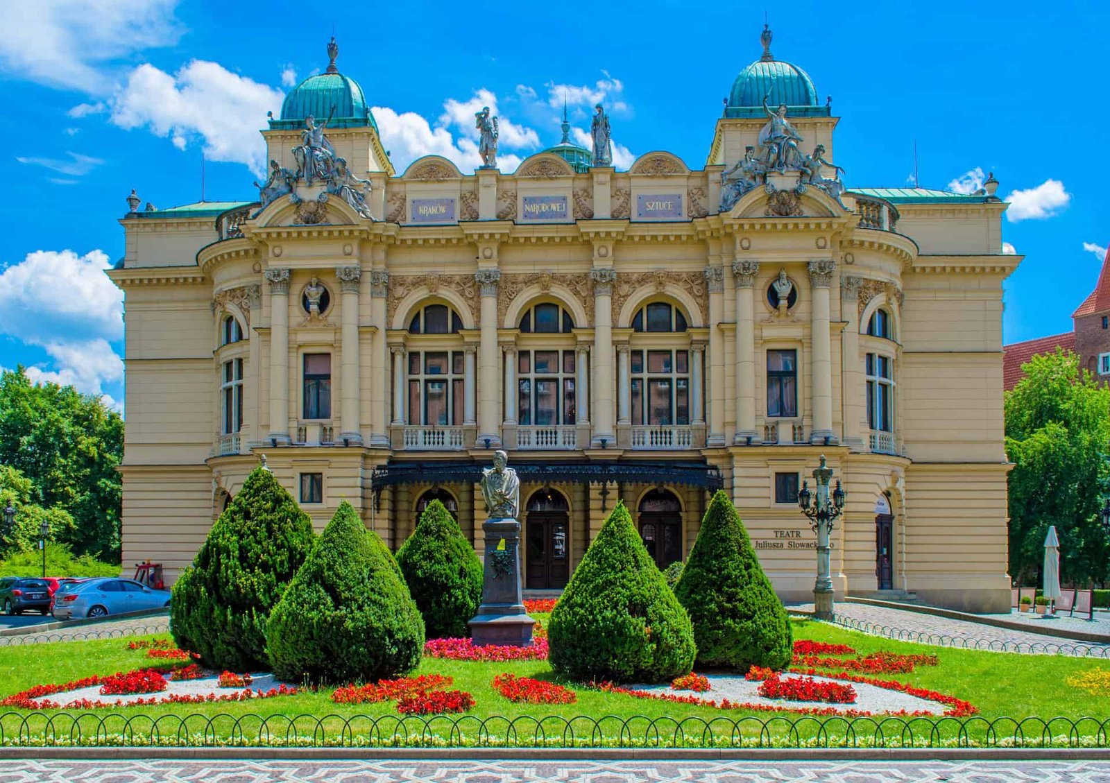 The Facade of the Juliusz Słowacki Theatre in Kraków, Poland