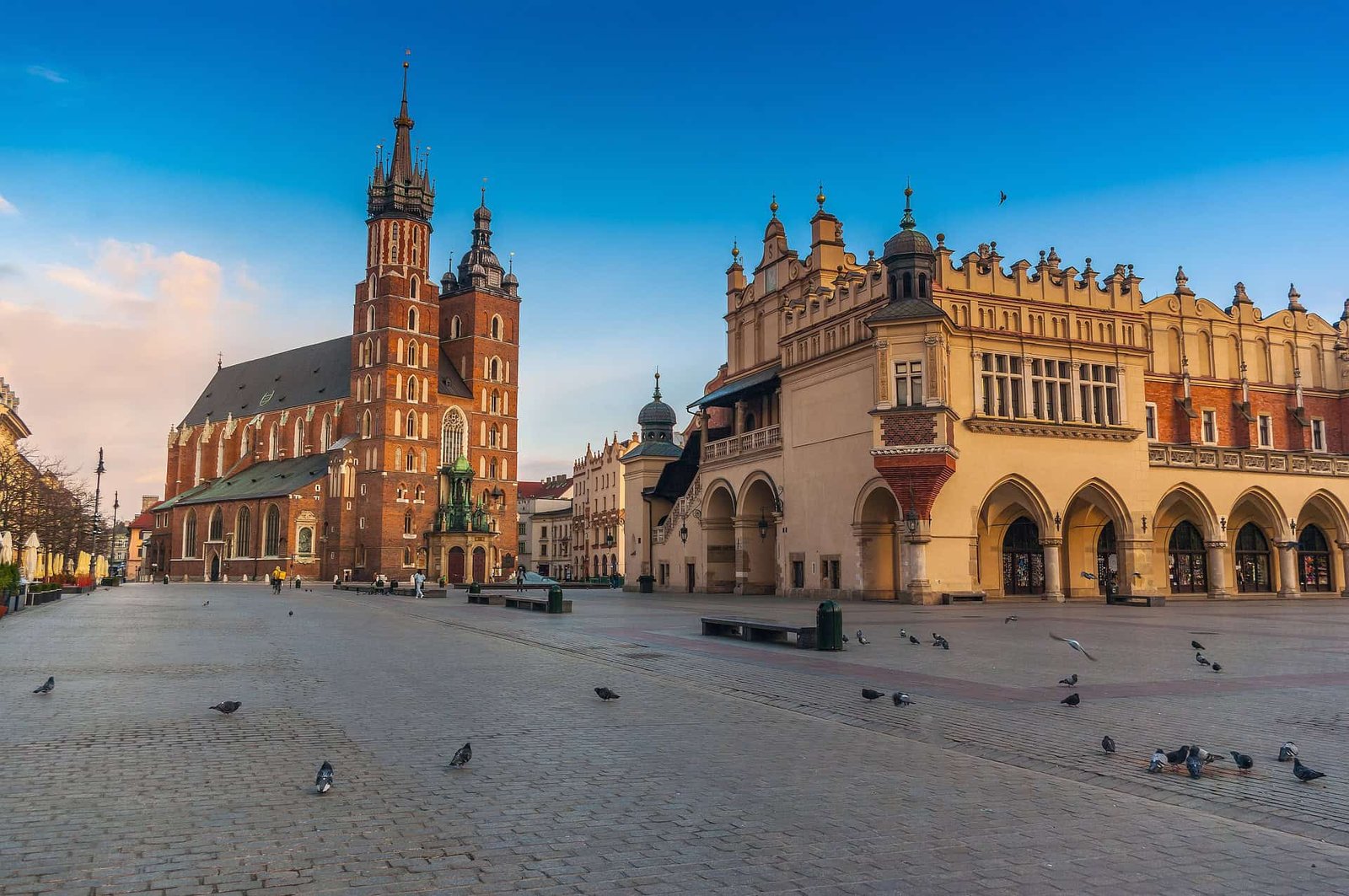 A view of the Main Market Square during the day in Kraków, Poland