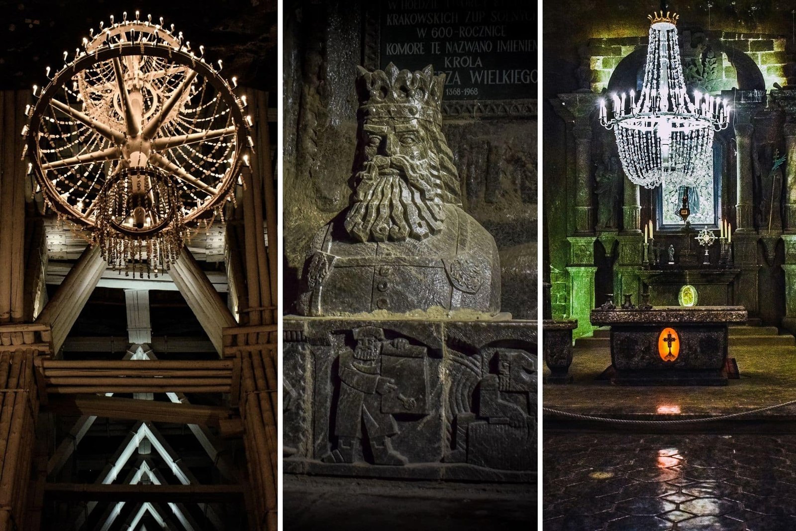 A view of a room, in the interior of the Wieliczka Salt Mine in Kraków, Poland