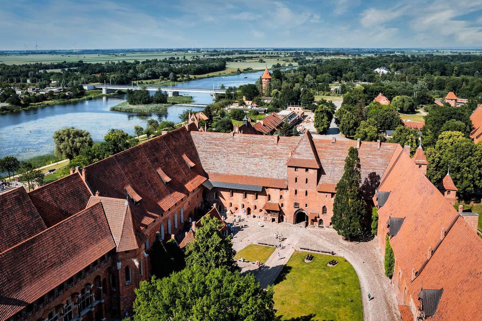 Panoramic view of Malbork Castle on the Main Court, in Poland