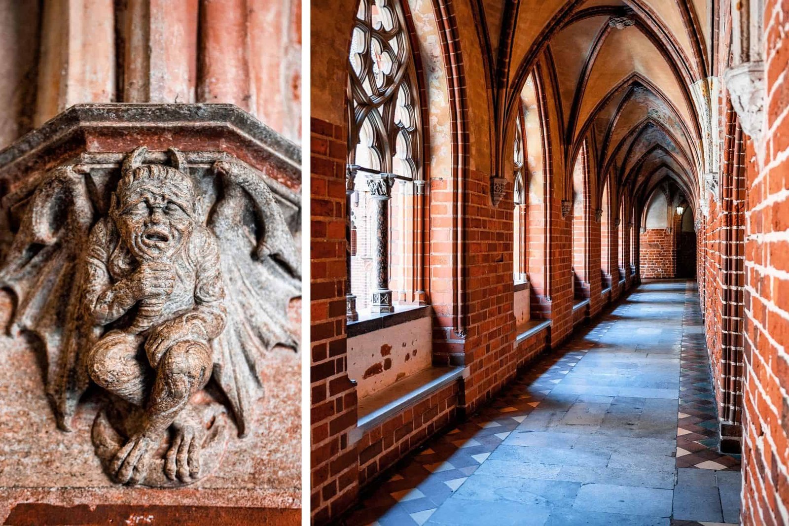 Different views of the inside of Malbork Castle, in Poland