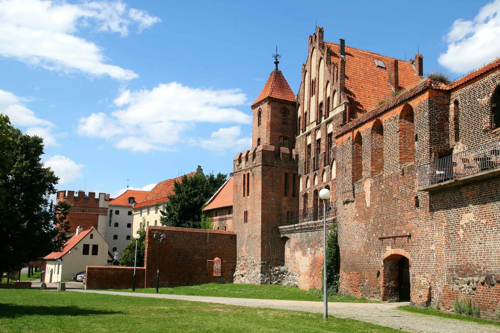 Dwór Mieszczański View on the Gothic Manor made of Bricks in Toruń, Poland