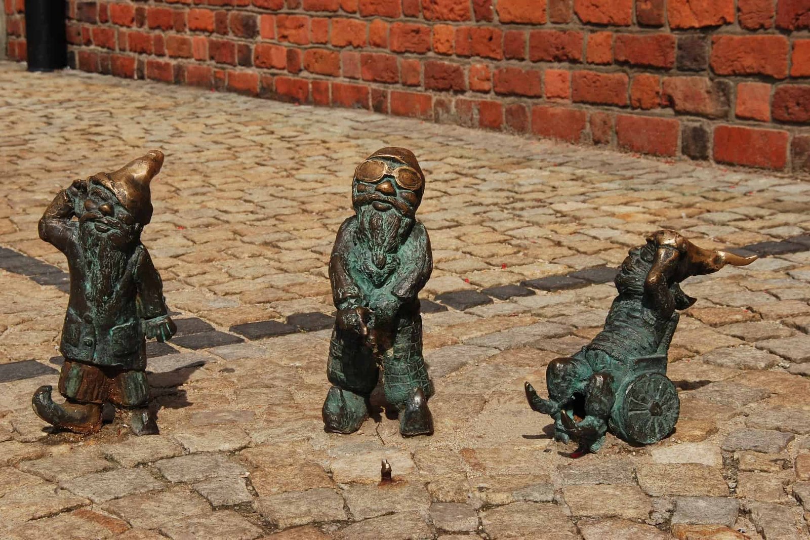 A view of Three Wrocław’s Dwarfs, Poland