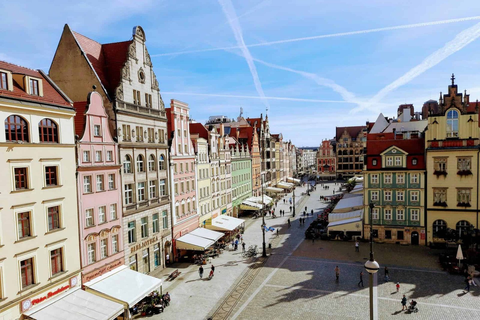 A view of the Colorful Buildings at the Wrocław Market Square, Poland